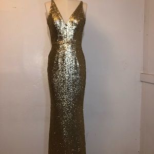 Dress The Population gold sequin dress; size Small;